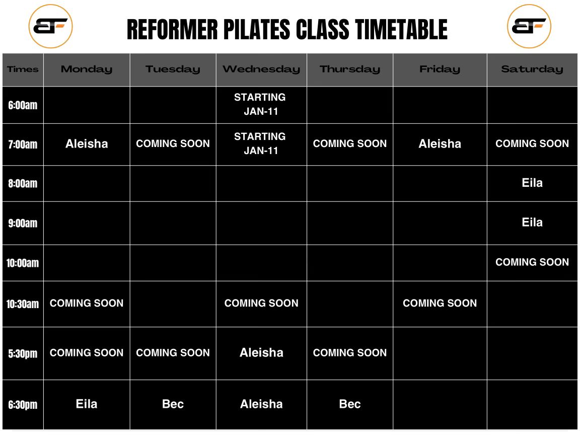 Pilates Timetable