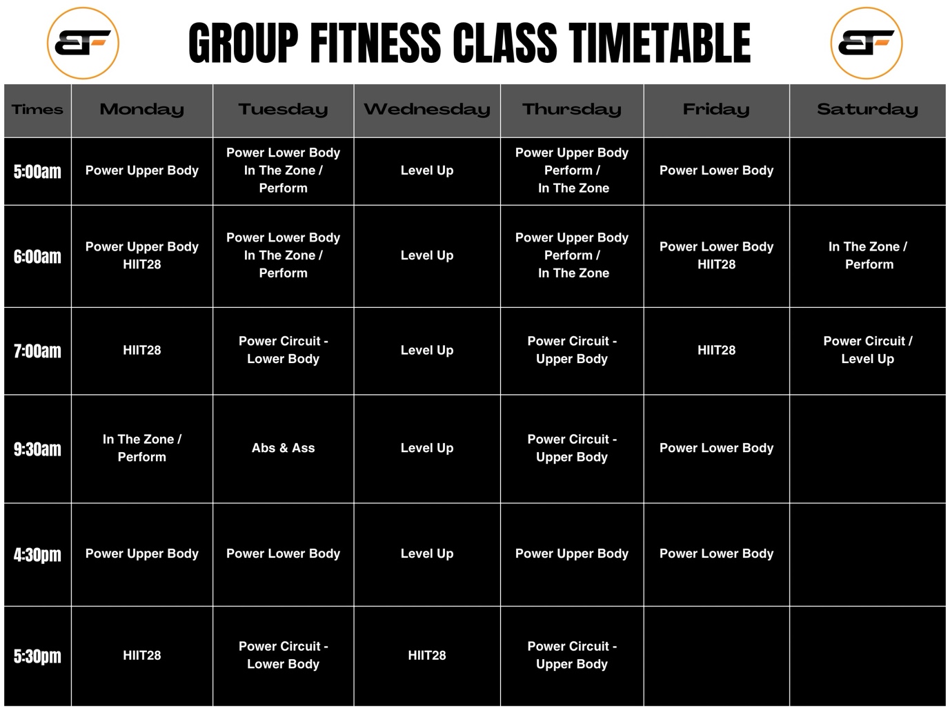 Timetable November