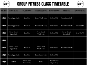 Timetable Body Factory Group Fitness New